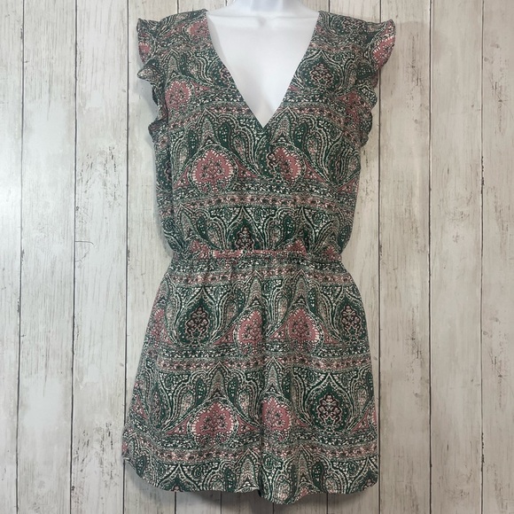 JACK by BB Dakota Cross Front Ruffle Cap Sleeve Romper Small - Picture 1 of 8